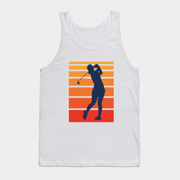 Vintage Women Golf Silhouette Tank Top by crissbahari